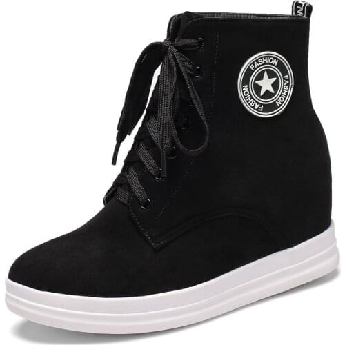 Lace-Up Leather Velvet Autumn And Winter Flat-Heeled Womens Boots Frosted Thick-Soled Sports And Leisure Waterproof platform