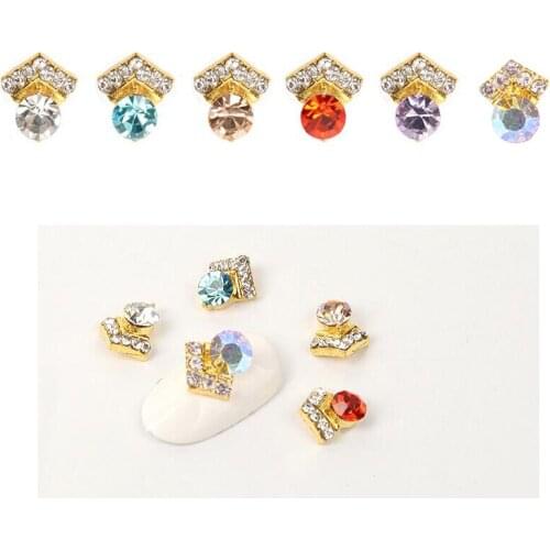 6 Colors/10pcs 3D Crystals Round Nail Art Rhinestones + Multi-shape Gems for Nail Art Decoration Jewelry Flat Back Crystal Gem