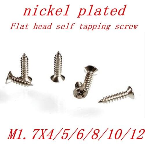 1000Pcs/lot M1.7 1.7mm nickel micro electronic screw cross recessed phillips flat head self tapping screw