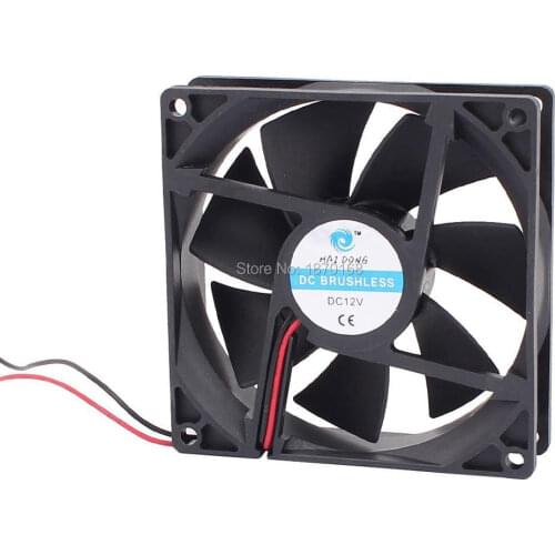 2 Pcs 90mm x 90mm x 25mm Computer Case CPU Cooler DC 12V 0.2A Cooling Fan