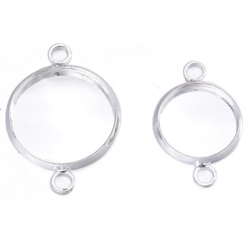 20Pcs Copper 12mm 14mm 16mm 20mm Round Bracelet Glass Cabochon Connector Settings Tray Blanks Spacers For DIY