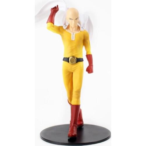 20cm One Punch Man Anime Saitama with Cape Raise Hand PVC Action Figure Cartoon Decoration Model Toy Doll Kids Gift Brinquedos