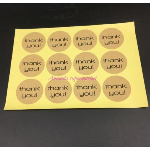 240pc round thank you Gift Craft BROWN Stickers