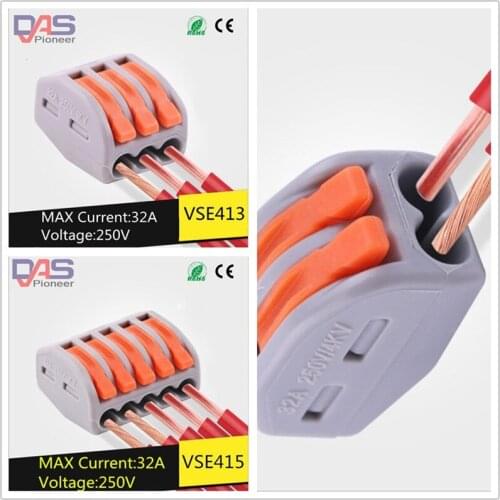 25pcs VSE 212 213 215 10pcs 2P + 10pcs 3P + 5pcs 5P Universal Compact Wire Connector Conductor Terminal Block