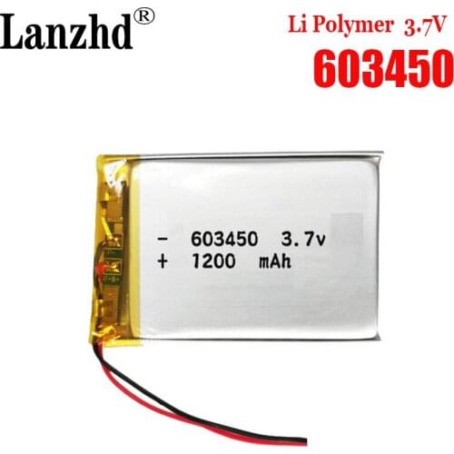 3.7V Lipo cells 603450 1200mah Lithium Polymer Rechargeable Battery For Beauty instrument Camera Bluetooth Speaker LED light MP3
