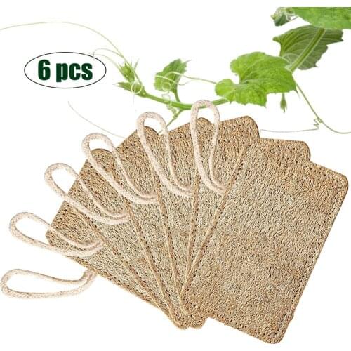 6pcs Natural Loofah Dishwashing Cloth Scouring Pad Dish Pot Kitchen Sponge Clean Brushes Scrubber Rag Tools Supplies