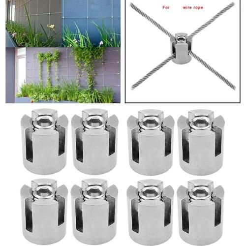 8 Pcs Stainless Steel Wire Rope Green Wall Trellis Fitting Cross Clip 3mm Wire