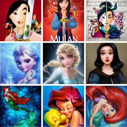 Disney Cartoon Princess Mulan 5D Diamond Painting Cross Stitch Kits Embroidery Handicraft Full Drill Mosaic Resin Home Decor