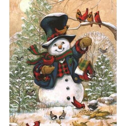 5D DIY Diamond Painting Cartoon Painting Christmas Snowman Picture Square Round Diamond Cross Stitch Home Decoration Art WG2875