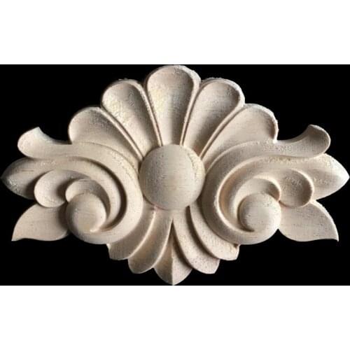 Antique Decorative Wood Appliques Europe Furniture Decor Cabinet Door Irregular Wooden Mouldings Flower Carving Figurine Craft