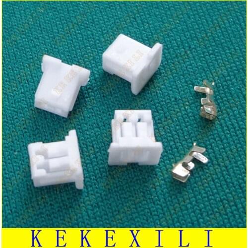 Free shipping 1.25MM 2P -made plastic shell can replace the battery socket plug Male plug male+Terminal 10 pcs