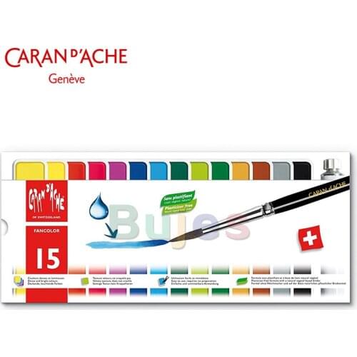 Caran D'Ache Fancolor Gouache 15 Acuarela Pintura Set Lata Bandejas Nuevo,gouache watercolor paint set 15 color