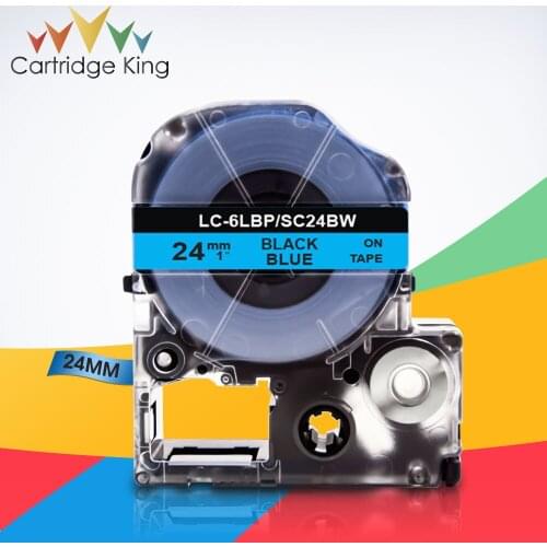 Black on Blue SC24BW LC-6LBP 1" (24mm) Label Tape Printer Ribbon for Epson King Jim LW-700 LW-700 LW-900P LW-1000P Label Maker