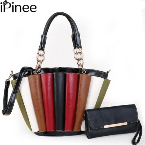 IPinee Color Bucket Handbag Women 2021 Trendy Shoulder Bag Large Capacity Top-Handle Bag Travel Lady Tote Bag Shopping Pouch