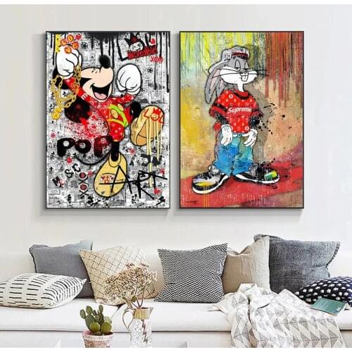 Disney Graffiti Art Diamond Painting Mickey Mouse Donald Duck Diamond Embroidery Wall Art Picture For Kids Room Decor Gift