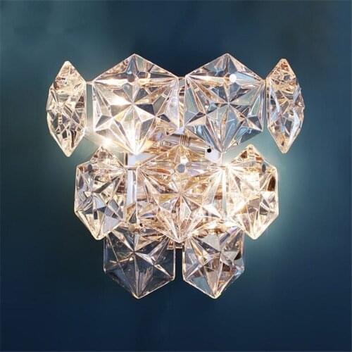 European Luster Glass Diamond Wall Lamps Art Geometry Engineering Hotel Aisle Model Room Wall Sconce Lights Living Room Fixtures