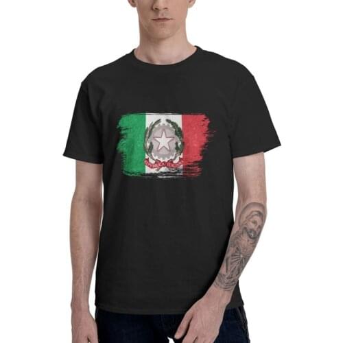 Male Italian Coat Of Arms T-Shirt Streetwear Italy Flag Grunge Brick Stone Tshirt Short Sleeve Unique T Shirt Homme Cotton Tee