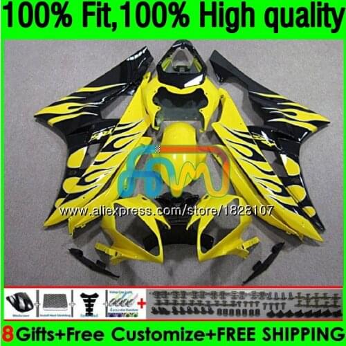 Injection For YAMAHA YZF R 6 YZF 600 YZF-600 Black flames YZFR6 06 07 53BS.5 YZF R6 06-07 600CC YZF600 YZF-R6 2006 2007 Fairing