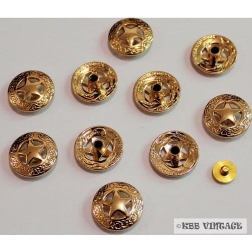 KB201) Wholesale 50pc 3/4'' Metal Concho Western Texas Star Concho Leathercraft Gold