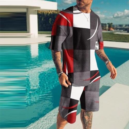 Mens Fashion Printing Short Sleeve T-shirts And Short Pant Suits Men Casual Two Piece Sets 2021 Summer Loose Outfits Streetwear