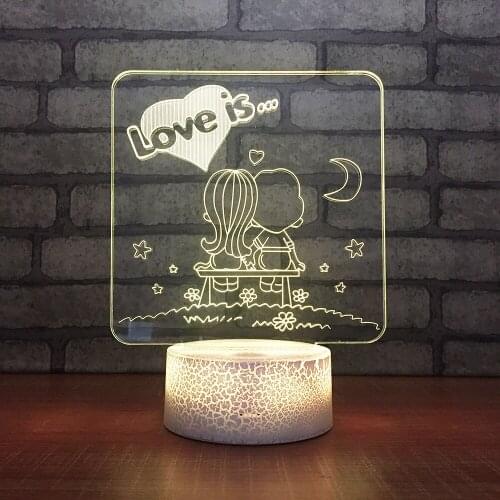 Creative Gifts 3d Table Lamps Valentines Day 3d Night Lights Bedside Decorative Lights Led Bedroom Visual Stereo Desk Lamp