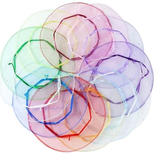 100Pcs/Lot 26cm Diameter Gauze Yarn Round Organza Bags Drawstring Pouch Wedding Birthday Christmas Candy Gift Bag Sachet Pouches
