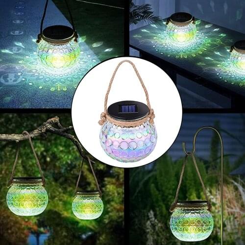 Solar Powered Reflection Lamp Garden Light Waterproof Tree Party Creative Outside Multicolor Glass Hanging Lights Decor