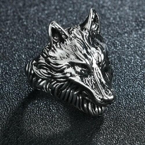 Fashion Vintage Gothic Animal Ring Biker Rock Hiphop Wolf Ring For Men Hot Sale Male Jewelry Punk Style Gift