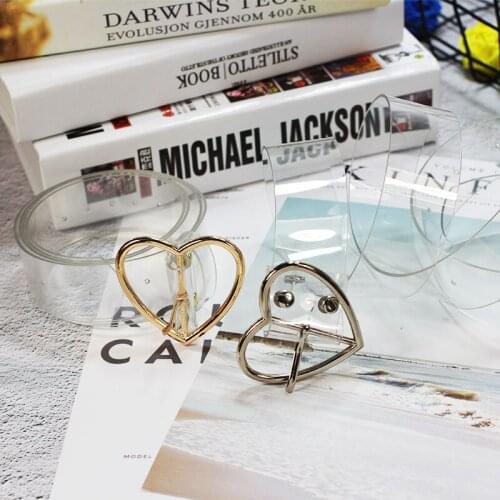 Fashion Women Strap Casual Transparent PVC Girls Straps White Color Belts High Quality Jeans Belt with O ring Heart Buckle