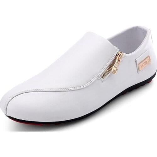 QWEDF 2019 New Fashion Men casual leather shoes Breathable soft Driving sneaker shoes Comfortable lightweight flat shoes F4-58