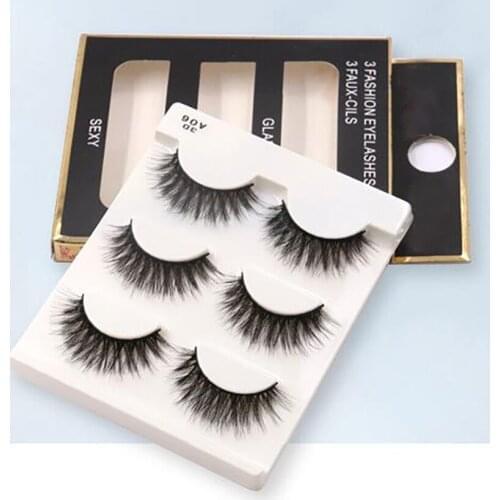 1 Set 6 In 1 Handmade 3D Natural False Eyelash Crisscross Fake Eyelashes Extension Makeup Black Cotton Band False Eyelashes