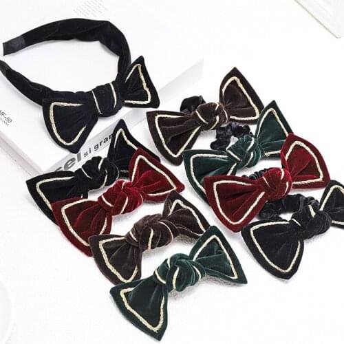 2020 New Velvet Bow Hair Clip Hair Ropes Bowknot Hair Bands Fashion Bows Hair Accessories