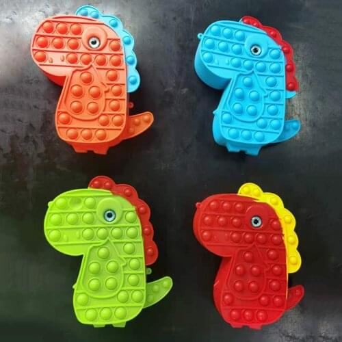 Press Storage Purse Fidget Toys Pack Its Square Antistress New Push Bubble Dinosaur Bag For Hands Squishy Reliver Stress For Kid