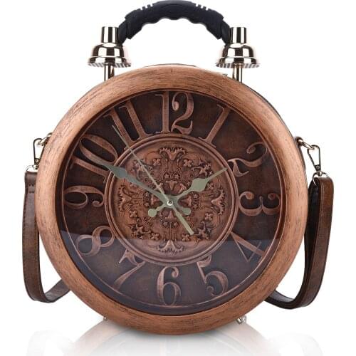 Novelty Bags Women Vintage Clock Shape Sholulder Clutch Can Be Home Decoration Item As Well