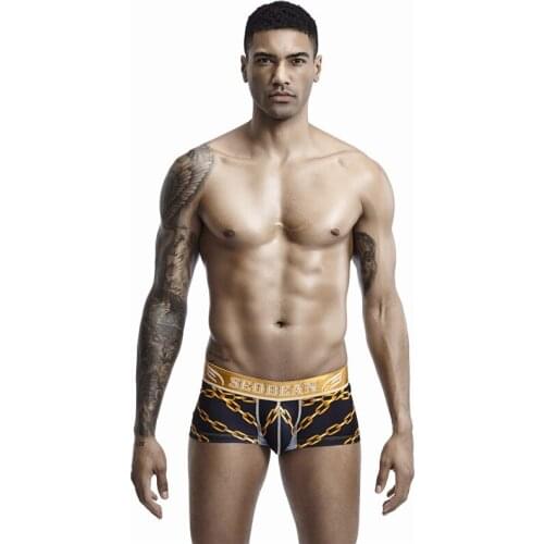 SEOBEAN New Mens Underwear Comfortable Boxer Printing Sexy Low-Waist Breathable Boxers