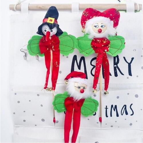 2020 New Year Christmas decorations Wooden DIY Christmas childrens toys Non-woven cloth shakes the bell Xmas kid gift FZ246