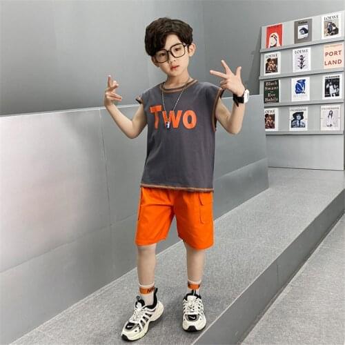 New Summer Boy Clothes Suit Children Fashion Letter Printed T-Shirt Shorts Boy Set Cotton Casual Sports Outfit Kids Tracksuits