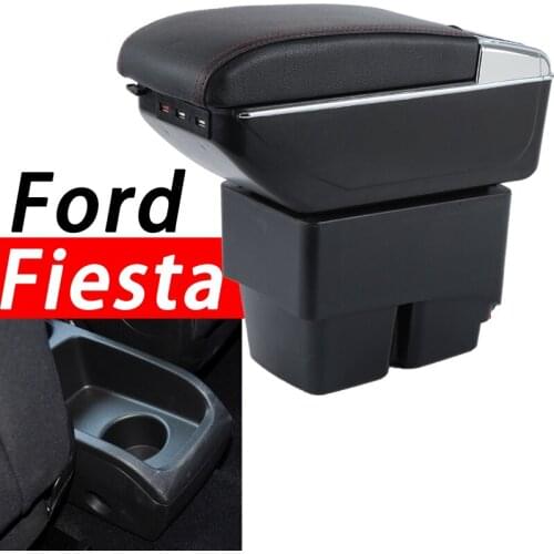 For Ford Fiesta armrest box universal car center console caja modification accessories double raised with USB