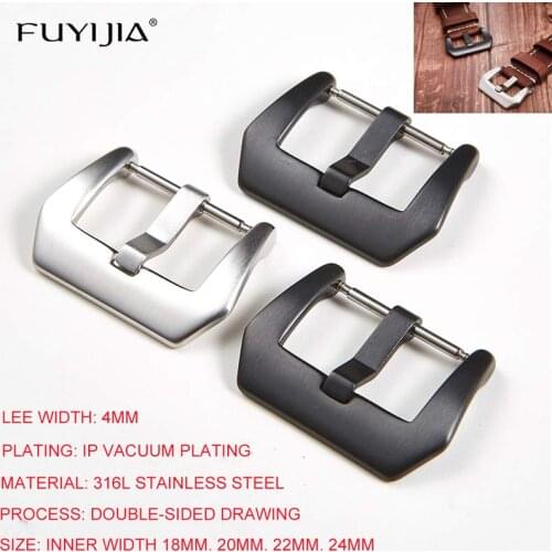 FUYIJIA New Men Watch Accessories Pin Buckle Genuine Leather Strap Watchbuckle 18MM 20MM 22MM 24MM Stainless Steel Watch Buckle