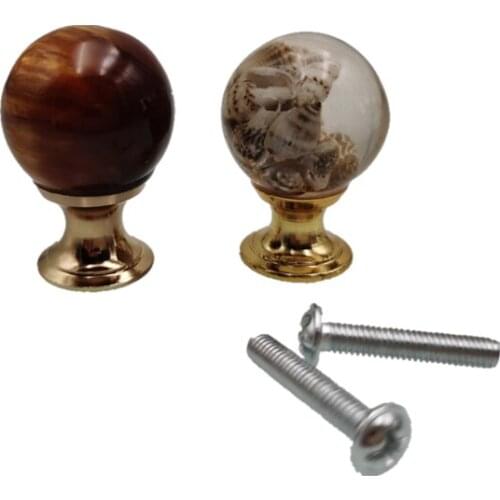 Luxury Amber Shell Tiger Eye Gold Cupboard Pulls Drawer Knobs Door Window Handle Kitchen Furniture Handle Hardware