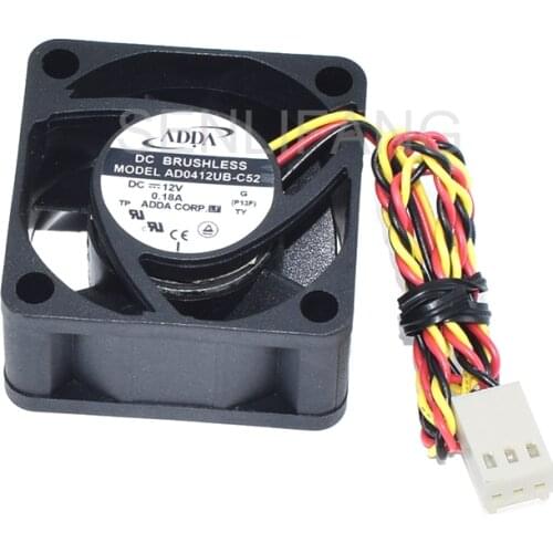 New For ADDA AD0412UB-C52 12V 0.18A 40*40*20mm Three Lines DC Brushless Fan