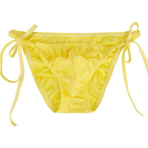 Men Sissy Panties Sexy Lingerie Bikini Briefs Hombre Crossdresser Gay Underwear G-string Thong Underpants with Fastening Lace-up