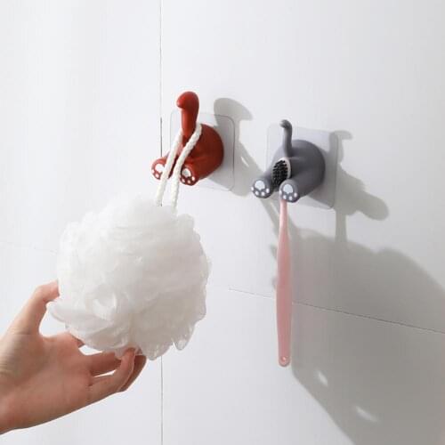 Animal Tail Hanger Hook Self Adhesive Toothbrush Hook Punch-free Cable Hanger Decorative Wall Hooks Toothbrush Holders Bathroom