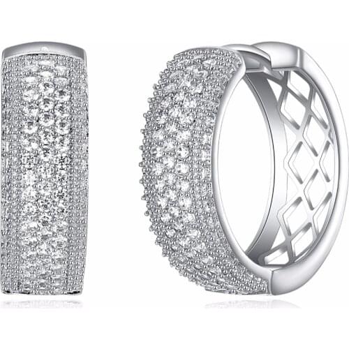 Hot Sale!! Cute Round Hoops Pave setting Cubic zircon White-color Cheap price Fashion Huggies Hoop earrings for women