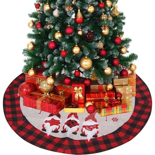 120cm Christmas Ornaments Tree Skirt Forest Santa Claus Car Tree Skirt Imitation Linen Tree Skirt Bottom Dress Up