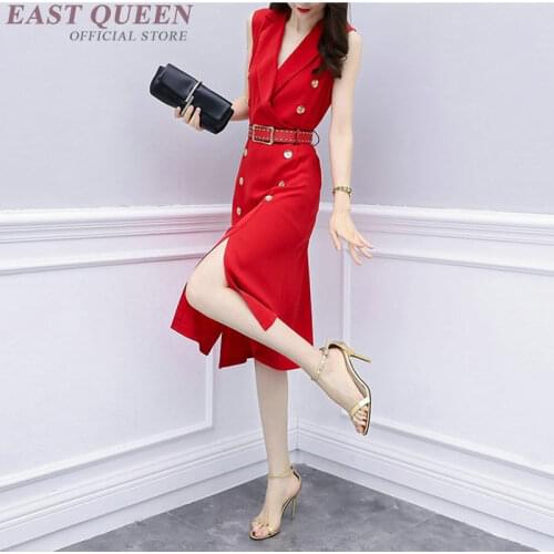 Business dress for women office female ladies elegant red dress Korean fashion style social office dress for work 2019 FF1274