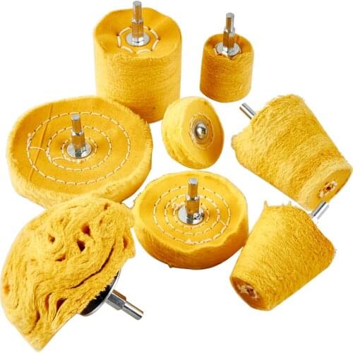1pc 2''/3''/4'' Cotton Polishing Buffing Wheel White Flannelette Cone/Column/Mushroom/T-Shaped Grinding Head For Drill
