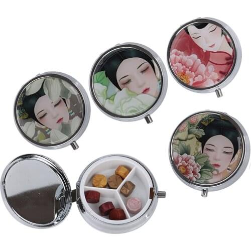 1pcs Portable Pill Box Makeup Container Pastillero Pildoras Estuche Folding Pill Case Metal Pill Cutter Medicine Organizer