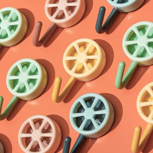 10/5 Pcs Cute lemon Creative Sticker Hook Free Punch Door Wall Hangers Small Hook Key Placement Classification Decorative