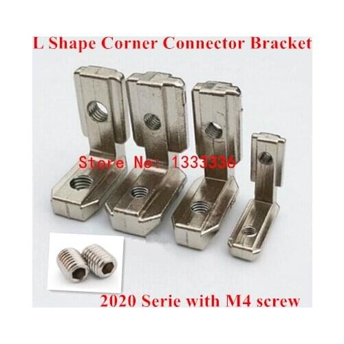 10pcs T Slot L Shape Type 90 Degree 2020 Aluminum Profile Accessories Inside Corner Connector Bracket with M4 Screw